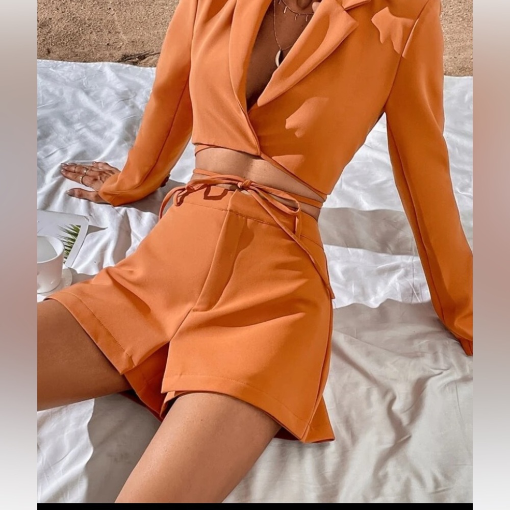 New Tangerine crop blazer set